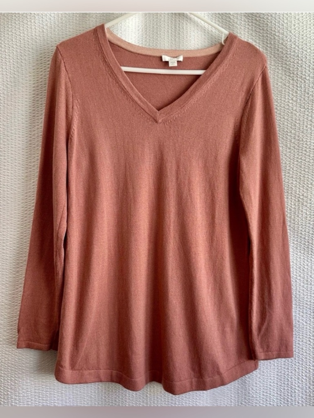 J. JILL Dusty Rose V-Neck Cotton Blend Long Sleeve Sweater Size Petite Small